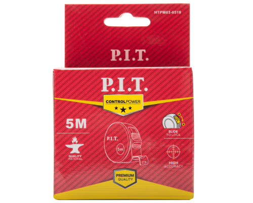Рулетка с фиксатором P.I.T. 5 м x 19 мм, ABS HTPM03-0519