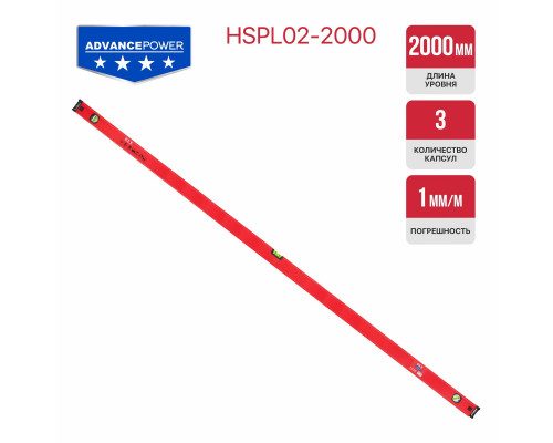 Уровень пузырьковый магнитный P.I.T. 2000 мм HSPL02-2000
