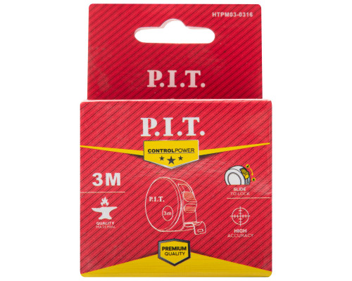 Рулетка с фиксатором P.I.T. 3 м x 16 мм, ABS HTPM03-0316