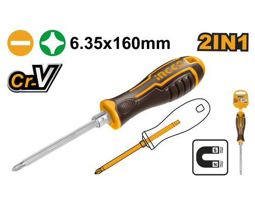 Отвертка двухсторонняя INGCO INDUSTRIAL SL6+PH2 AKISD0201