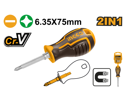 Отвертка двухсторонняя INGCO INDUSTRIAL SL6+PH2 AKISD0202