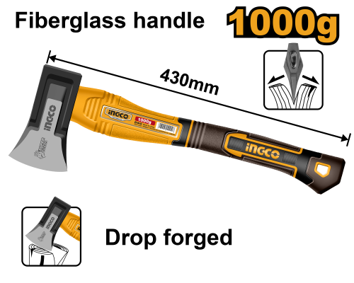 Топор-колун с фибергласовой рукояткой 1000 гр. SUPER INGCO HAX0811000F Топор-колун с фибергласовой рукояткой 1000 гр. SUPER INGCO HAX0811000F