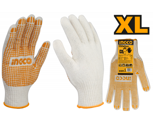 Перчатки с ПВХ точкой INGCO XL HGVK05
