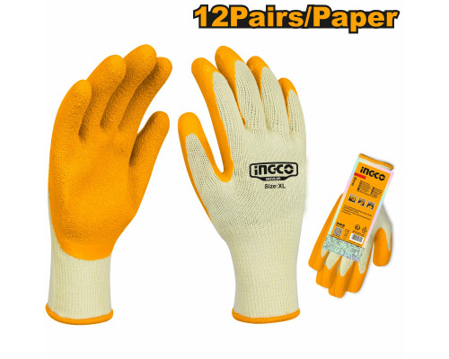 Перчатки латексные с манжетой INGCO XL HGVL05