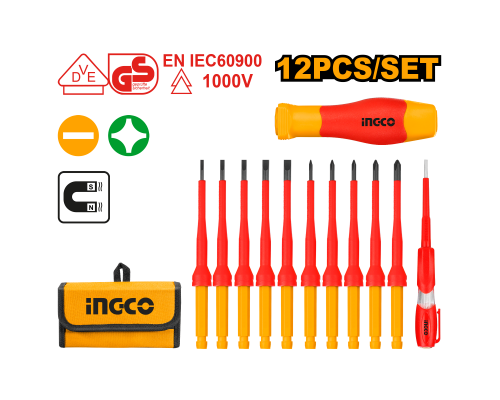 Набор диэлектрических отвёрток INGCO INDUSTRIAL 12 шт. HKISD1201