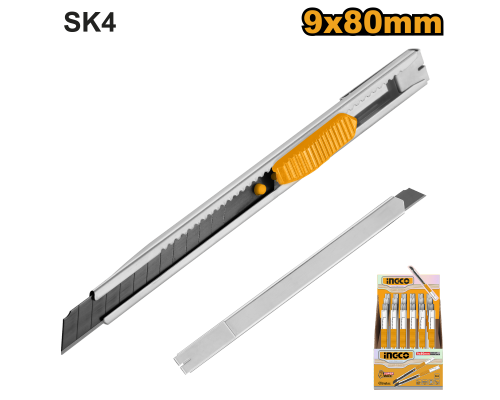 Нож канцелярский INGCO 9х80 мм HKNS1806