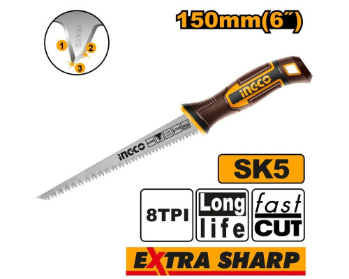Ножовка по гипсокартону INGCO 150 мм 8TPI HWBSW1506