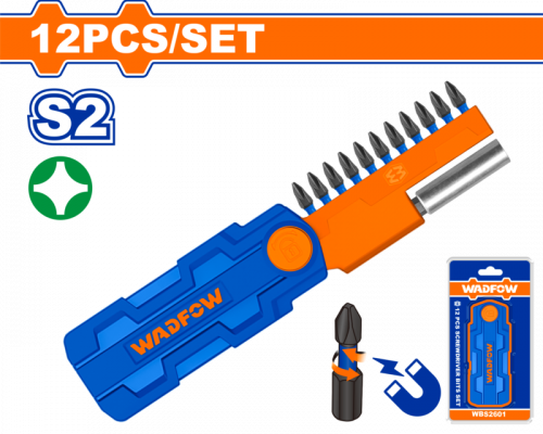 Набор ударных бит PH2 с держателем 12 шт WADFOW WBS2602