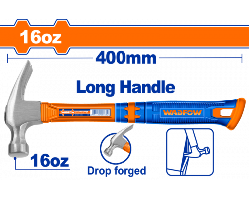 Молоток-гвоздодер 400 мм, 450 гр WADFOW WHM336L