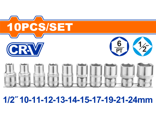 Набор торцевых головок WADFOW 1/2" 10-24 мм 10 шт. WST2410