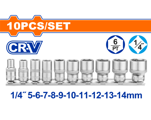 Набор торцевых головок WADFOW 1/4" 5-14 мм 10 шт. WST4410