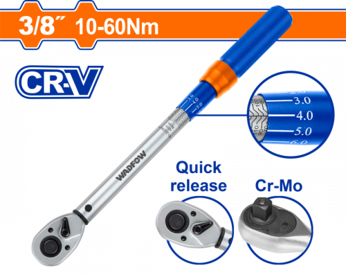 Ключ динамометрический 3/8" 305 мм, 10-60 Нм WADFOW WWQ1D38