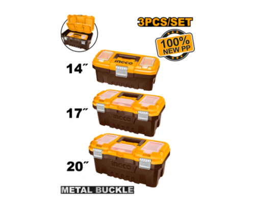Ящики для инструмента INGCO INDUSTRIAL 3шт (14"/17"/20") защелки металл PBXK0302