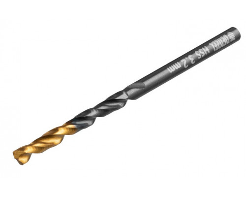 Сверло по металлу, 3,2 мм, HSS-Tin, Golden Tip, 10 шт. DENZEL 717206