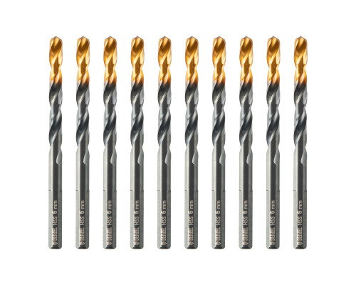 Сверло по металлу, 6 мм, HSS-Tin, Golden Tip, 10 шт. DENZEL 717215