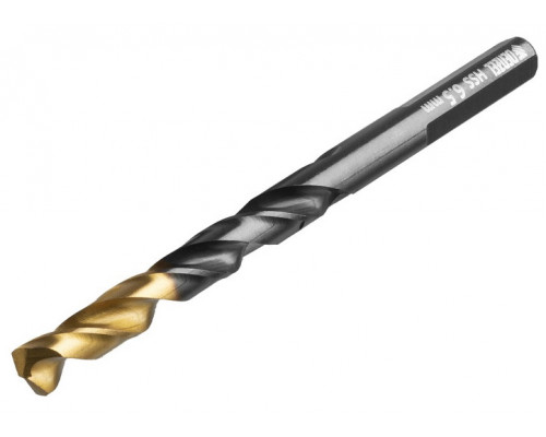 Сверло по металлу, 6,5 мм, HSS-Tin, Golden Tip, 10 шт. DENZEL 717216