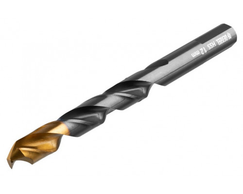 Сверло по металлу, 12 мм, HSS-Tin, Golden Tip, 6 шт. DENZEL 717224