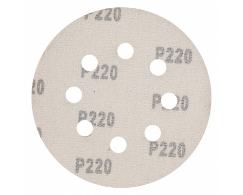 Круг абразивный на ворсовой подложке под липучку (5 шт; 125 мм; P220; 8 отв) MATRIX 73809