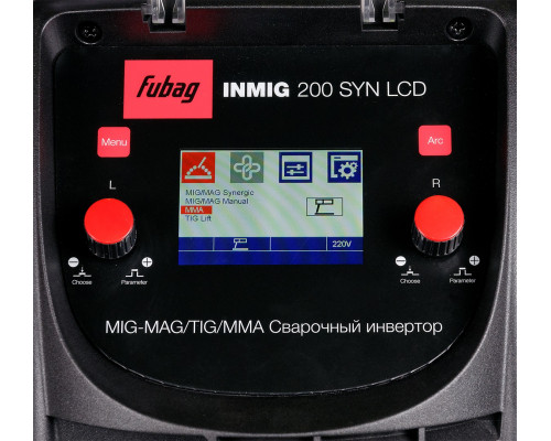 Инверторный сварочный полуавтомат FUBAG INMIG 200 SYN LCD с горелкой (MIG-MAG, MMA) 31435.1