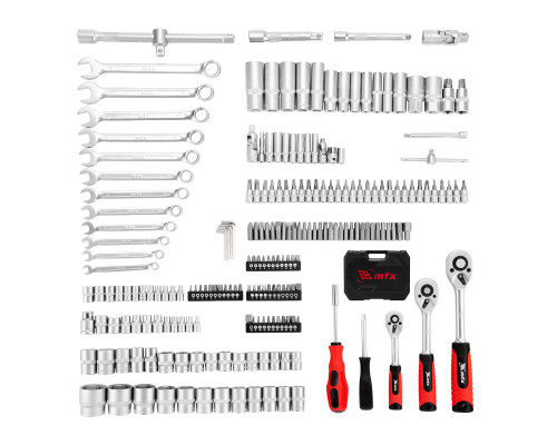 Набор инструментов MTX 1/2, 3/8, 1/4, пластиковый кейс 215 предметов 13589