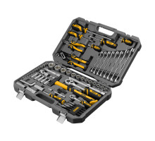 Набор инструментов, 1/2", 1/4", CrV, S2, пластиковый кейс, 84 предмета Denzel 15802