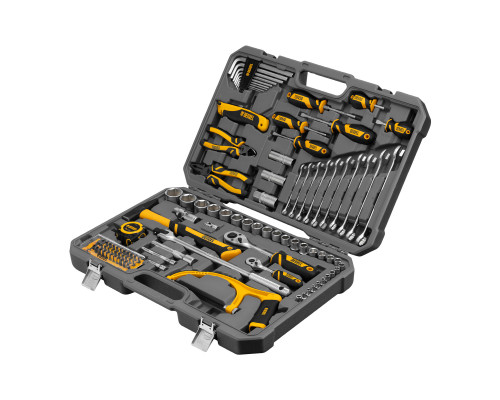 Набор инструментов, 1/2", 1/4", CrV, S2, пластиковый кейс, 100 предметов Denzel 15803