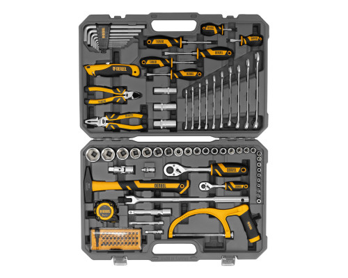 Набор инструментов, 1/2", 1/4", CrV, S2, пластиковый кейс, 100 предметов Denzel 15803