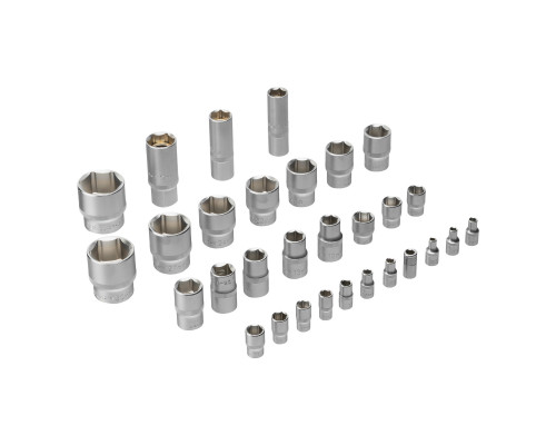 Набор инструментов, 1/2", 1/4", CrV, S2, пластиковый кейс, 100 предметов Denzel 15803