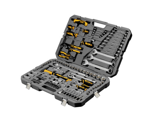 Набор инструментов, 1/2", 1/4", CrV, S2, пластиковый кейс, 122 предмета Denzel 15804