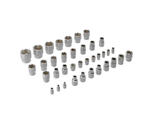 Набор инструментов, 1/2", 1/4", CrV, S2, пластиковый кейс, 122 предмета Denzel 15804