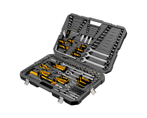 Набор инструментов, 1/2", 1/4", 3/8", CrV, S2, пластиковый кейс, 144 предмета Denzel 15805