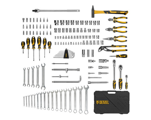 Набор инструментов, 1/2", 1/4", 3/8", CrV, S2, пластиковый кейс, 144 предмета Denzel 15805