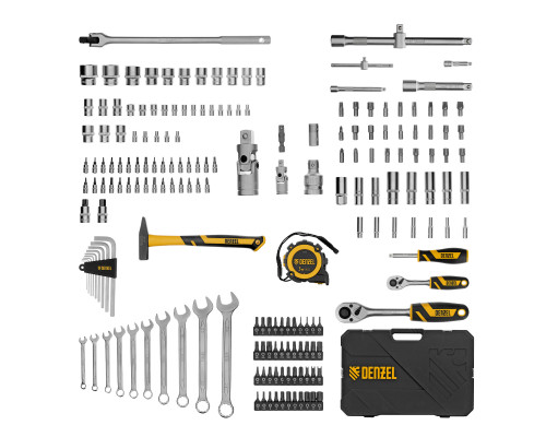 Набор инструментов, 1/2", 1/4", CrV, S2, пластиковый кейс, 194 предмета Denzel 15806