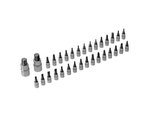 Набор инструментов, 1/2", 1/4", 3/8", CrV, S2, пластиковый кейс, 216 предметов Denzel 15807