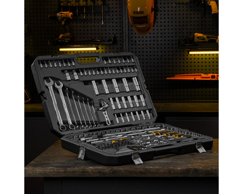 Набор инструментов, 1/2", 1/4", 3/8", CrV, S2, пластиковый кейс, 216 предметов Denzel 15807