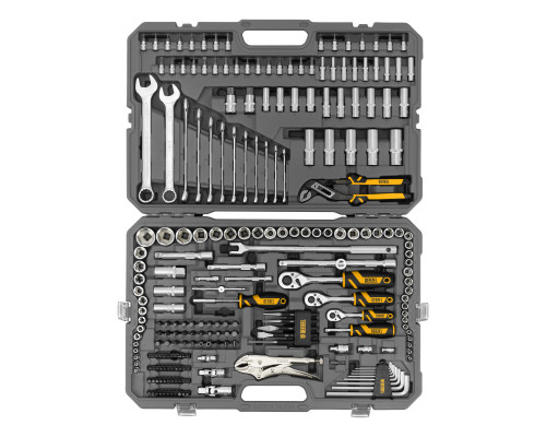 Набор инструментов, 1/2", 3/8", 1/4", CrV, S2, пластиковый кейс, 232 предмета Denzel 15808