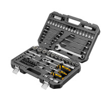 Набор инструментов, 1/2", 1/4", CrV, S2, пластиковый кейс, 82 предмета Denzel 15809