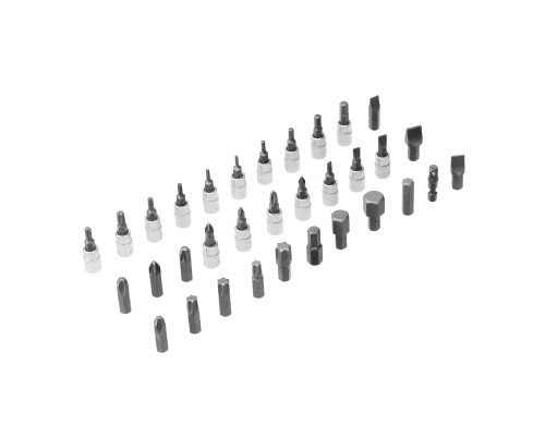 Набор инструментов, 1/2", 1/4", CrV, S2, пластиковый кейс, 82 предмета Denzel 15809