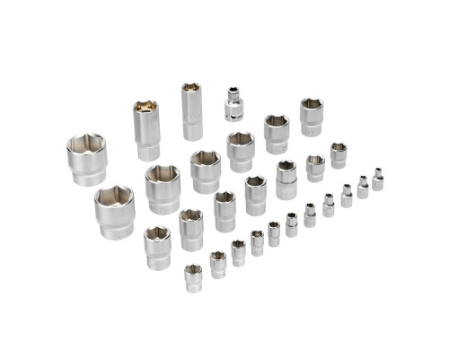 Набор инструментов, 1/2", 1/4", CrV, S2, пластиковый кейс, 82 предмета Denzel 15809