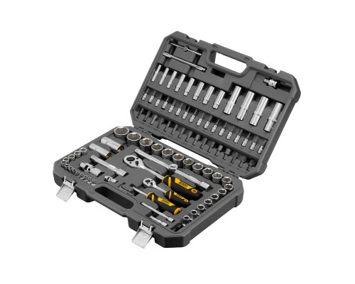 Набор инструментов, 1/2", 1/4", CrV, S2, пластиковый кейс, 94 предмета Denzel 15813