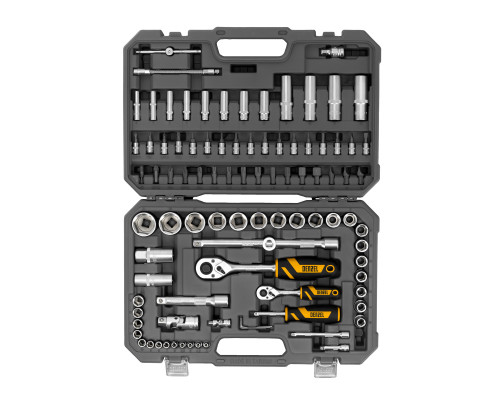 Набор инструментов, 1/2", 1/4", CrV, S2, пластиковый кейс, 94 предмета Denzel 15813