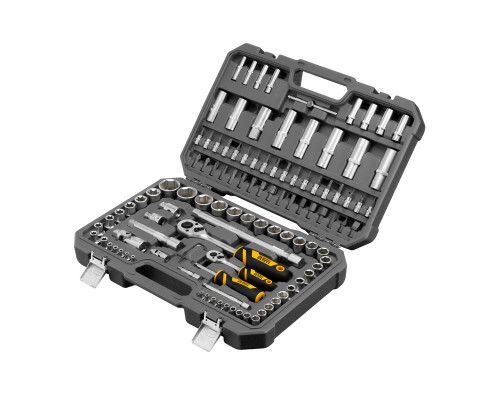 Набор инструментов, 1/2", 1/4", CrV, S2, пластиковый кейс, 109 предметов Denzel 15814