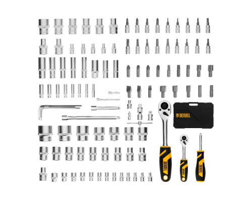 Набор инструментов, 1/2", 1/4", CrV, S2, пластиковый кейс, 109 предметов Denzel 15814