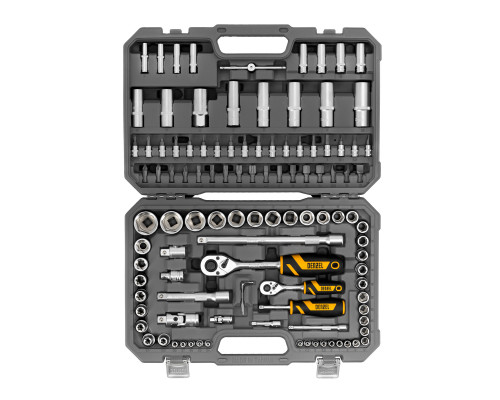 Набор инструментов, 1/2", 1/4", CrV, S2, пластиковый кейс, 109 предметов Denzel 15814