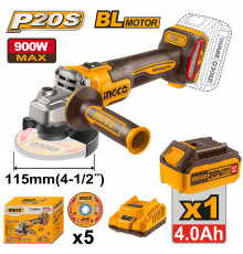 Аккумуляторная угловая шлифовальная машина (УШМ) INGCO INDUSTRIAL 20 В, 115/125 мм CAGLI261521