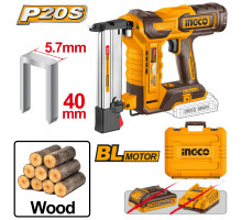 Аккумуляторный нейлер для скоб 20В, BL Ga18 без АКБ и ЗУ SUPER INGCO INDUSTRIAL CCSNLI6005