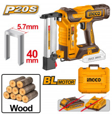 Аккумуляторный нейлер для скоб 20В, BL Ga18 без АКБ и ЗУ SUPER INGCO INDUSTRIAL CCSNLI6005