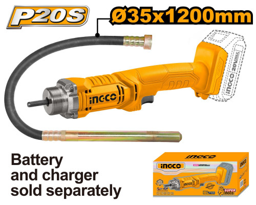 Аккумуляторный вибратор для бетона 20В без АКБ и ЗУ SUPER INGCO CCVLI202301