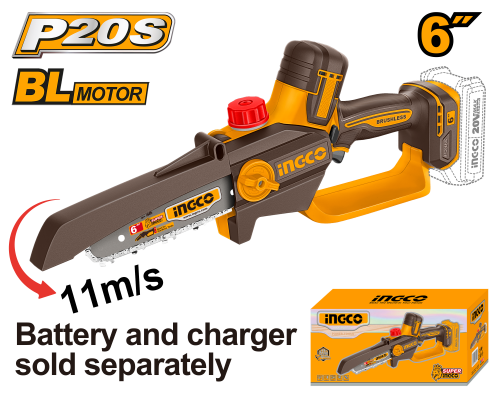 Аккумуляторная цепная мини пила INGCO INDUSTRIAL 20 В CGSLI2066