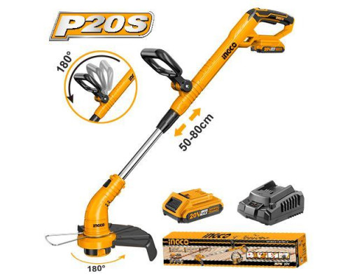 Аккумуляторный триммер 20В 1хАКБ 2Ач, и ЗУ INGCO CGTLI20301